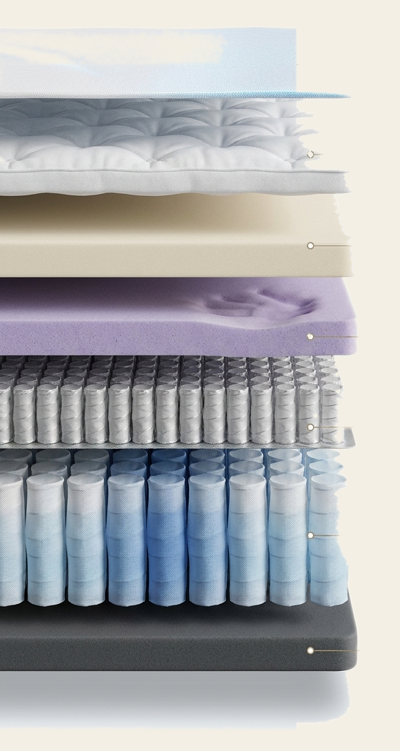 Cross-section diagram of the Angel Bed&rsquo;s seven layers